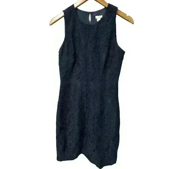 J. Crew Lace Blue Navy Sleeveless Cocktail Dress Size 2 - Picture 1 of 6